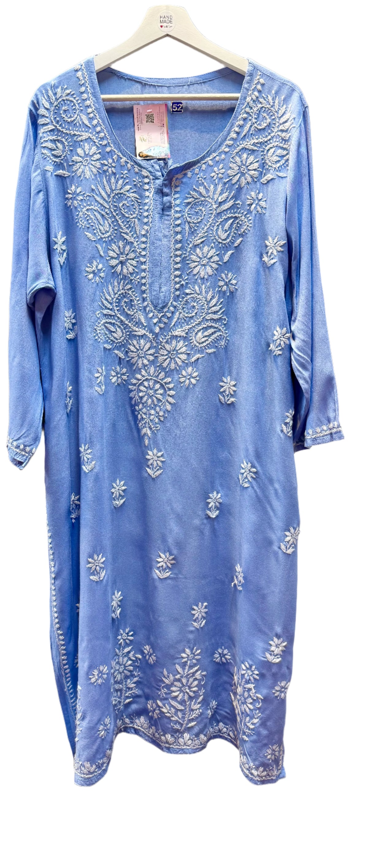 detail of the chikankari plus size kurti