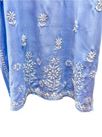 Detail of the plus size Chikankari set kurti front