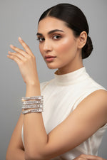 AD Square Cut Silver Wedding Bangles - Cubic Zirconia Bridal Jewellery