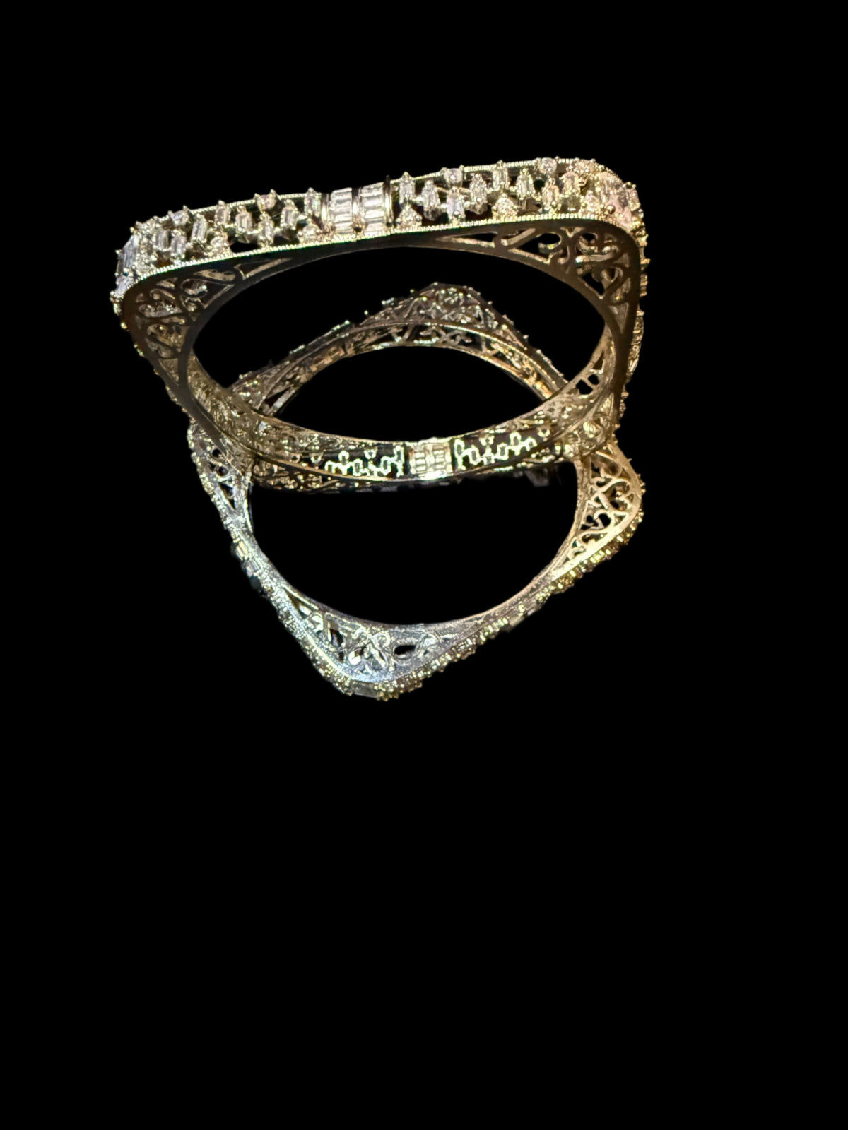 Square Cut Gold Bangle