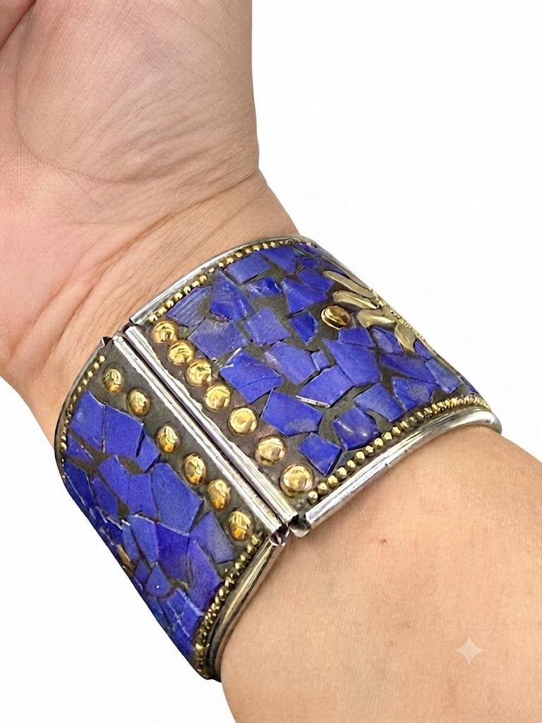 The Persian Sun Medallion Royal Blue Mosaic Cuff