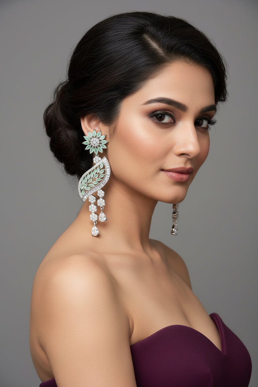 Rhodium-plated earrings– Famaza Couture