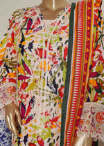 Colourful thread work embroidery on Pakistani party wear khaddar suit