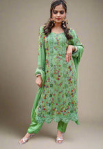 Traditional Green Pakistani 3-Piece Outfit for Women