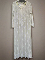 white chikankari viscose long kurti