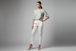 White embroidered cotton pants with floral detailing on cuffs – Famaza Couture
