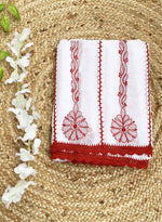white with red kota doriya embroidery duppata