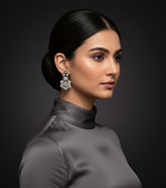 white American Dimond stones with black plated earrings by famaza couture