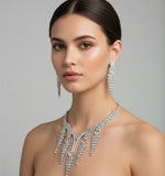 white American diamonds and centre stone also white diamonds necklace and earrings by famaza couture
