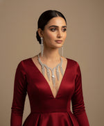 white American diamonds with white centre stonesimitation drop necklace,earrings and maang tikka Famaza Couture