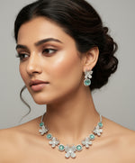 white Nano American diamonds and turquoise central stone earrings by famaza couture