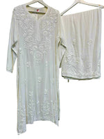 Plus size Chikankari kurta with palazzo pants front view