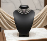 white stones Diamond lattice choker necklace on a dummy by famaza couture