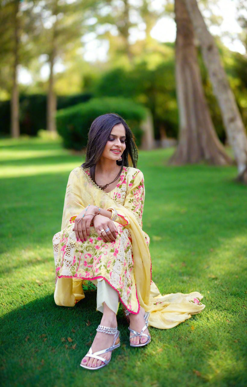 embroidered Pakistani suit set 3 piece famaza couture