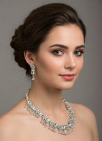 The Onyx Petal Choker & Earring Set — Oxidised Silver & Black Stone Jewelry