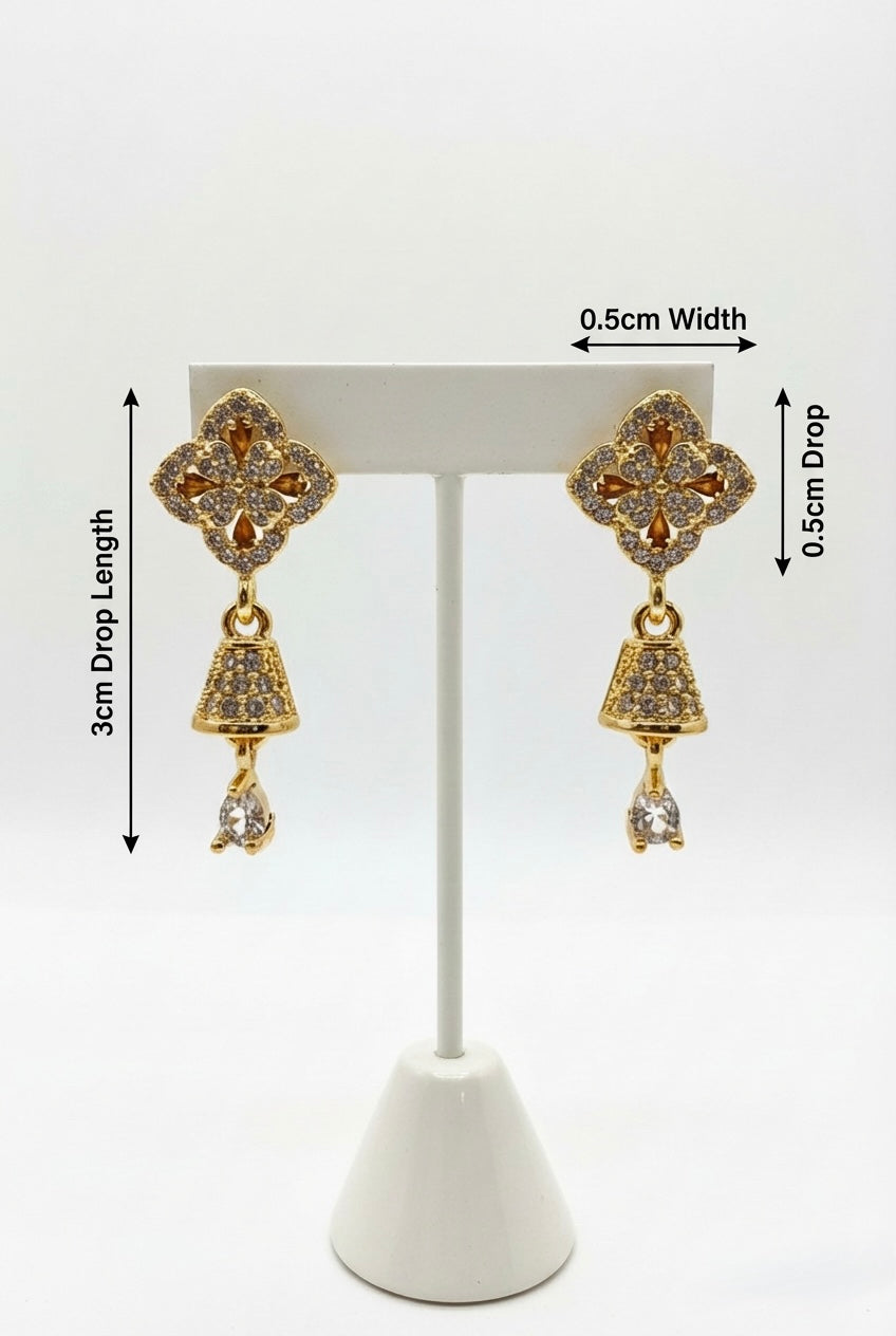 Rose Gold Celestial Sparkle Tiered Dangles — Delicate Brass & Crystal Evening Earrings