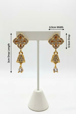 Rose Gold Celestial Sparkle Tiered Dangles — Delicate Brass & Crystal Evening Earrings