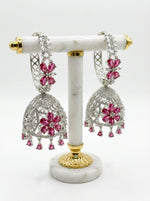 Premium Silver Imitation American Diamond Jhumka Earrings | Famaza Couture