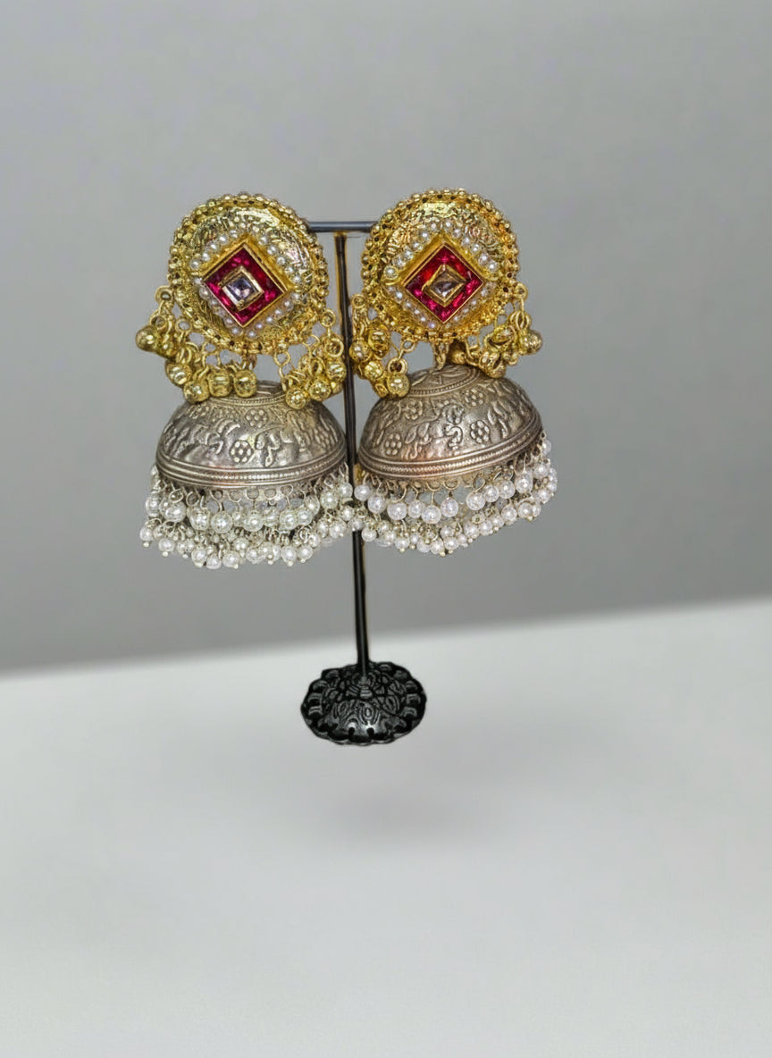 Gold/silver Jhumkas| Handcrafted Statement Jewellery – Famaza Couture