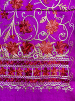 Magenta Kashmiri Embroidered Pashmina Scarf | Handcrafted Shawl – Famaza Couture