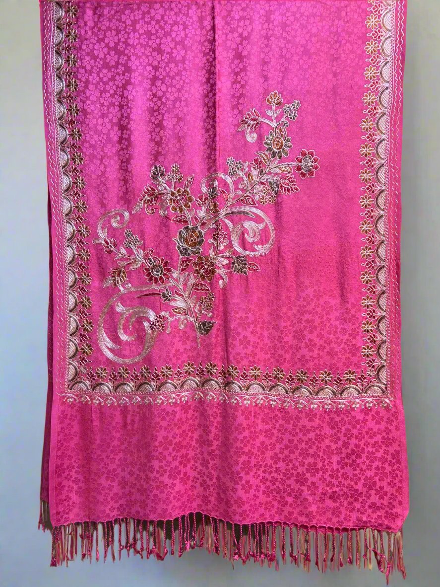 Kashmiri Aari Embroidered Marina Scarf | Handcrafted Shawl – Famaza Couture