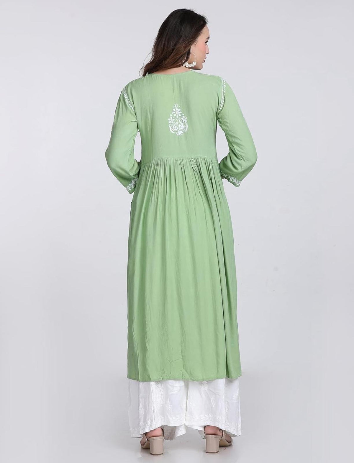 Aalia Chikankari long dress with Pockets | Indian Tunic Top