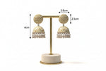 Cream Floral Hand-Printed Jhumka Earrings - Lightweight Ethnic Jhumkey