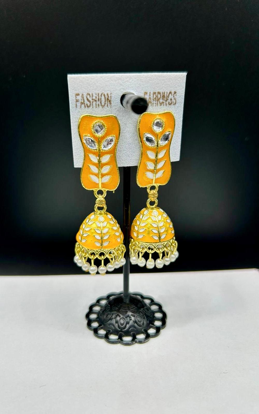 Meenakari drop Jhumka Earrings | Lightweight Handcrafted Bridal Jewellery – Famaza Couture