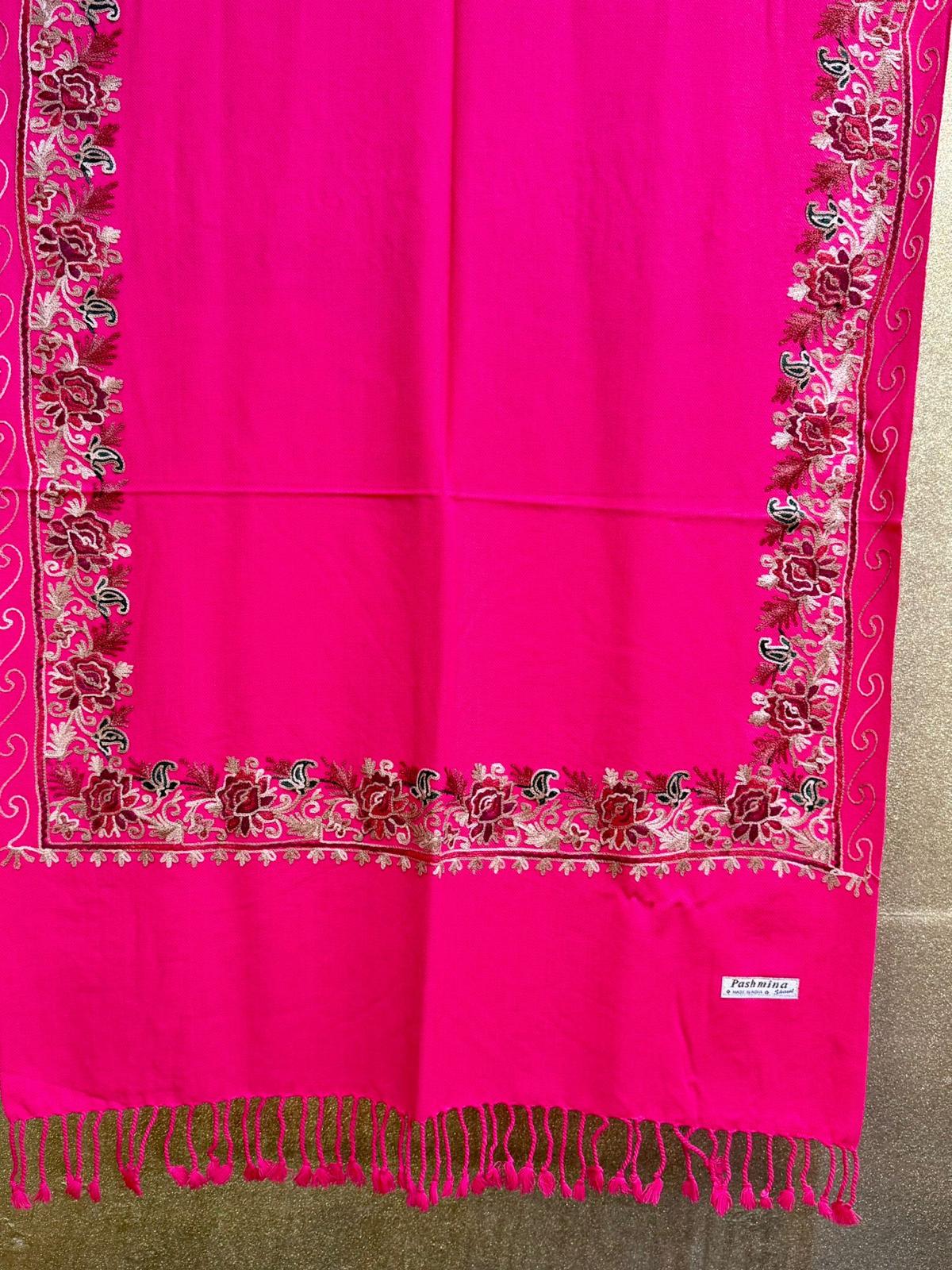 Kashmiri Embroidered Pashmina Scarf/Shawl | Luxurious Aari Work – Famaza Couture