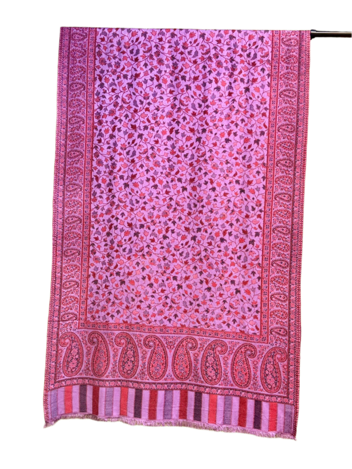 Kashmiri Party Wear Kani scarf with Border Stripe | – Famaza Couture