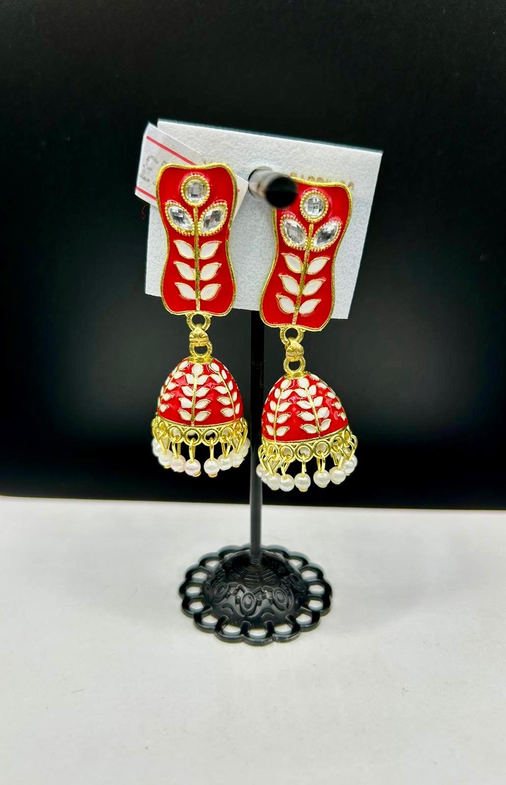 Meenakari drop Jhumka Earrings | Lightweight Handcrafted Bridal Jewellery – Famaza Couture