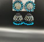 Black fancy sun flower Jhumki earrings | Lightweight Handcrafted Bridal Jewellery – Famaza Couture