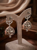 Midnight Rose | American Diamond Mini Black & Rosegold Jhumkas | Handcrafted Party Wear Earrings