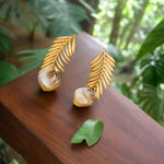 Natural Stone Baroque Pearl feather Earrings | Handcrafted Anti-Tarnish Jewellery – Famaza Couture