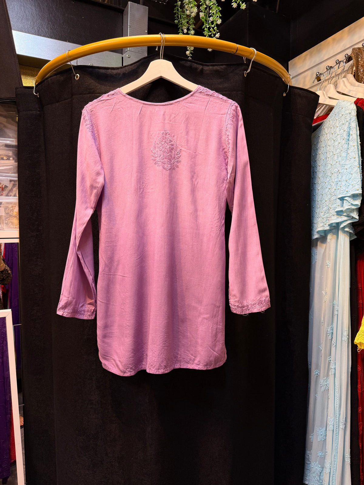 Lucknowi Chikankari Short Kurti - Tone-on-Tone Style