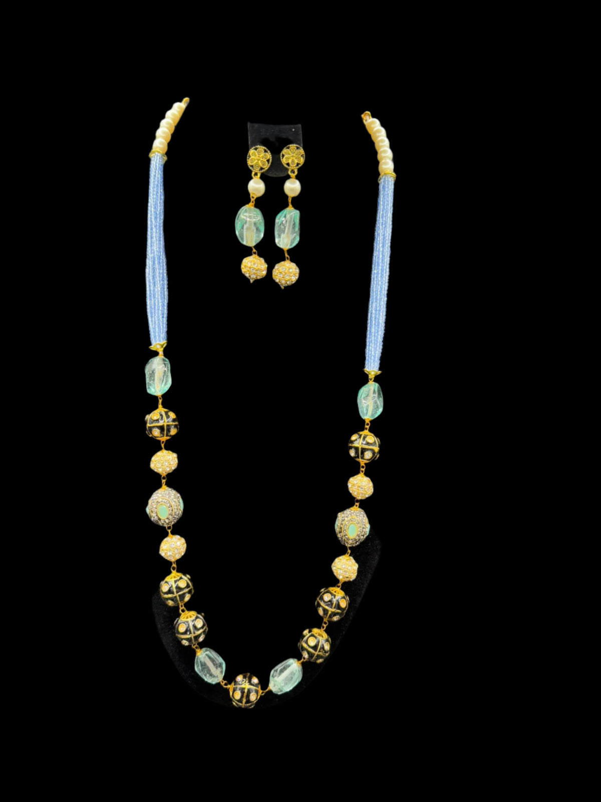 Tanjore Art Meenakari beaded Mala Set | Regal Bridal Necklace – Famaza Couture