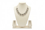 The Onyx Petal Choker & Earring Set — Oxidised Silver & Black Stone Jewelry