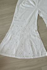 Ivory Ethereal Chikankari Bakhiya & Antique Gold Kaamdani work cotton Sharara trousers
