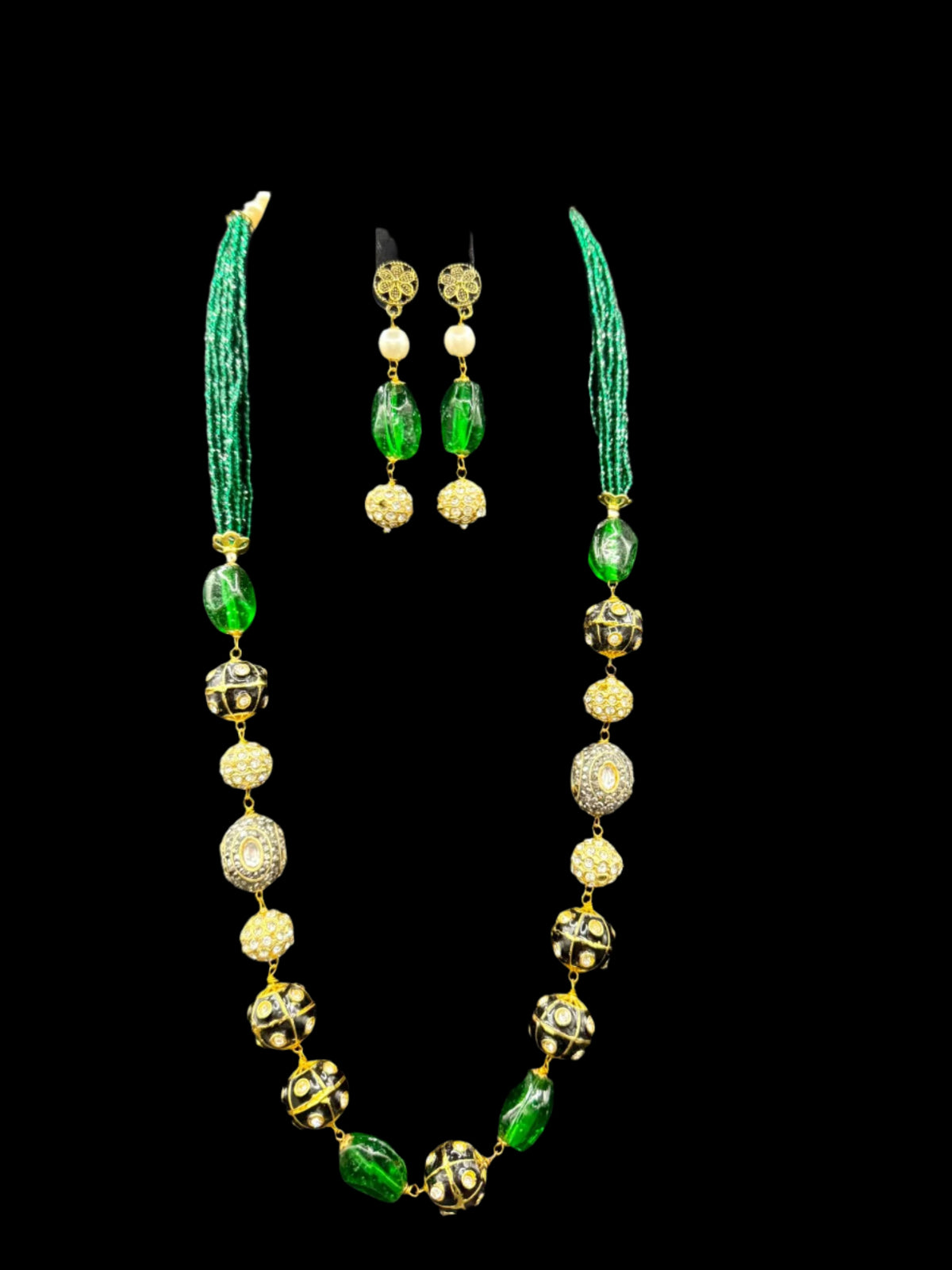 Tanjore Art Meenakari beaded Mala Set | Regal Bridal Necklace – Famaza Couture