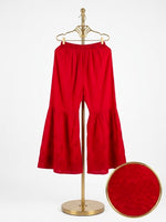 The Scarlet Monarch Gharara — Tonal Embroidered Cotton Trousers