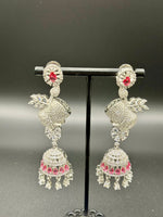 American Diamonds drop Jhumka earrings/Silver Finish Earrings