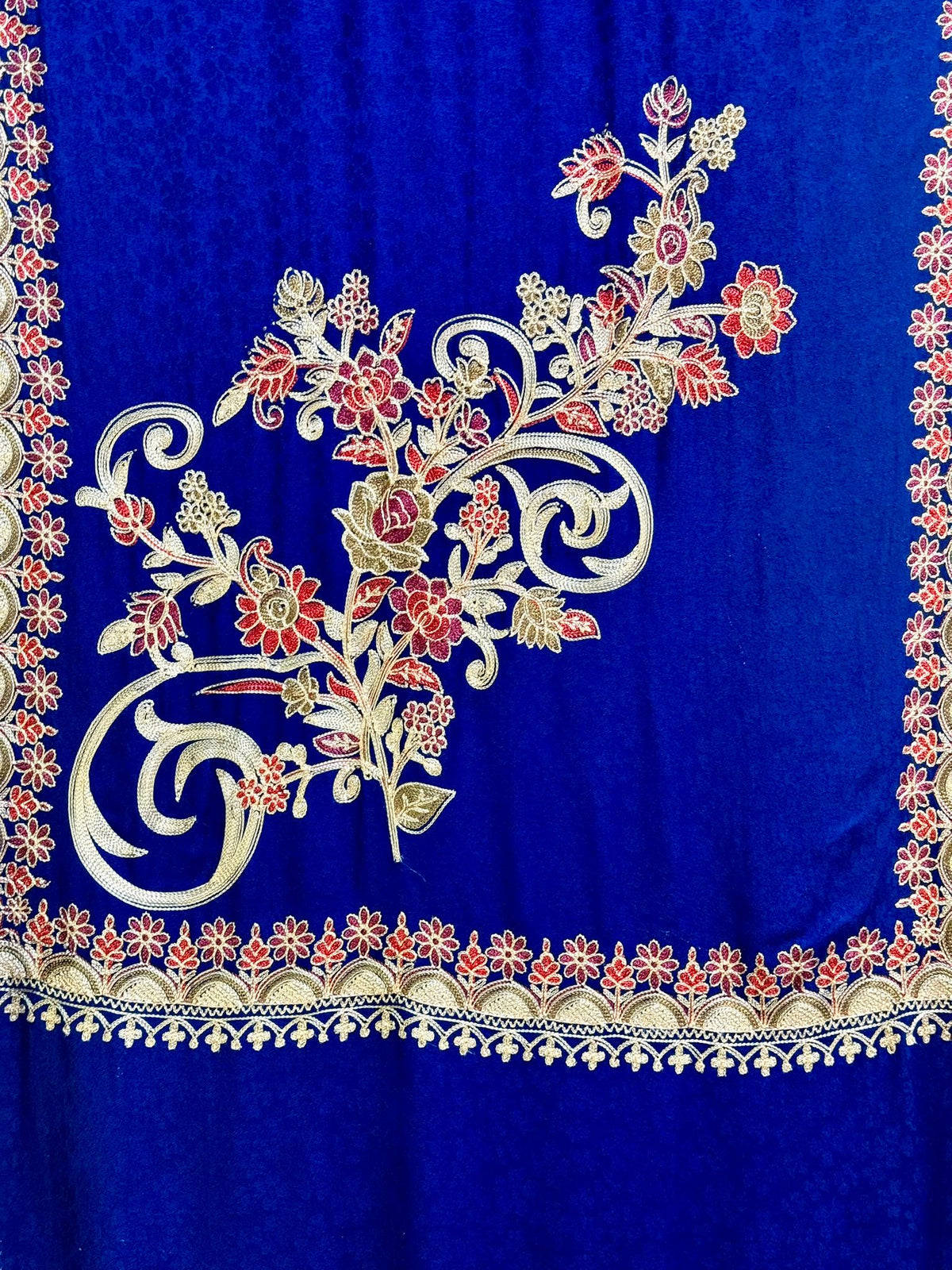 Kashmiri Aari Embroidered Marina Scarf | Handcrafted Shawl – Famaza Couture