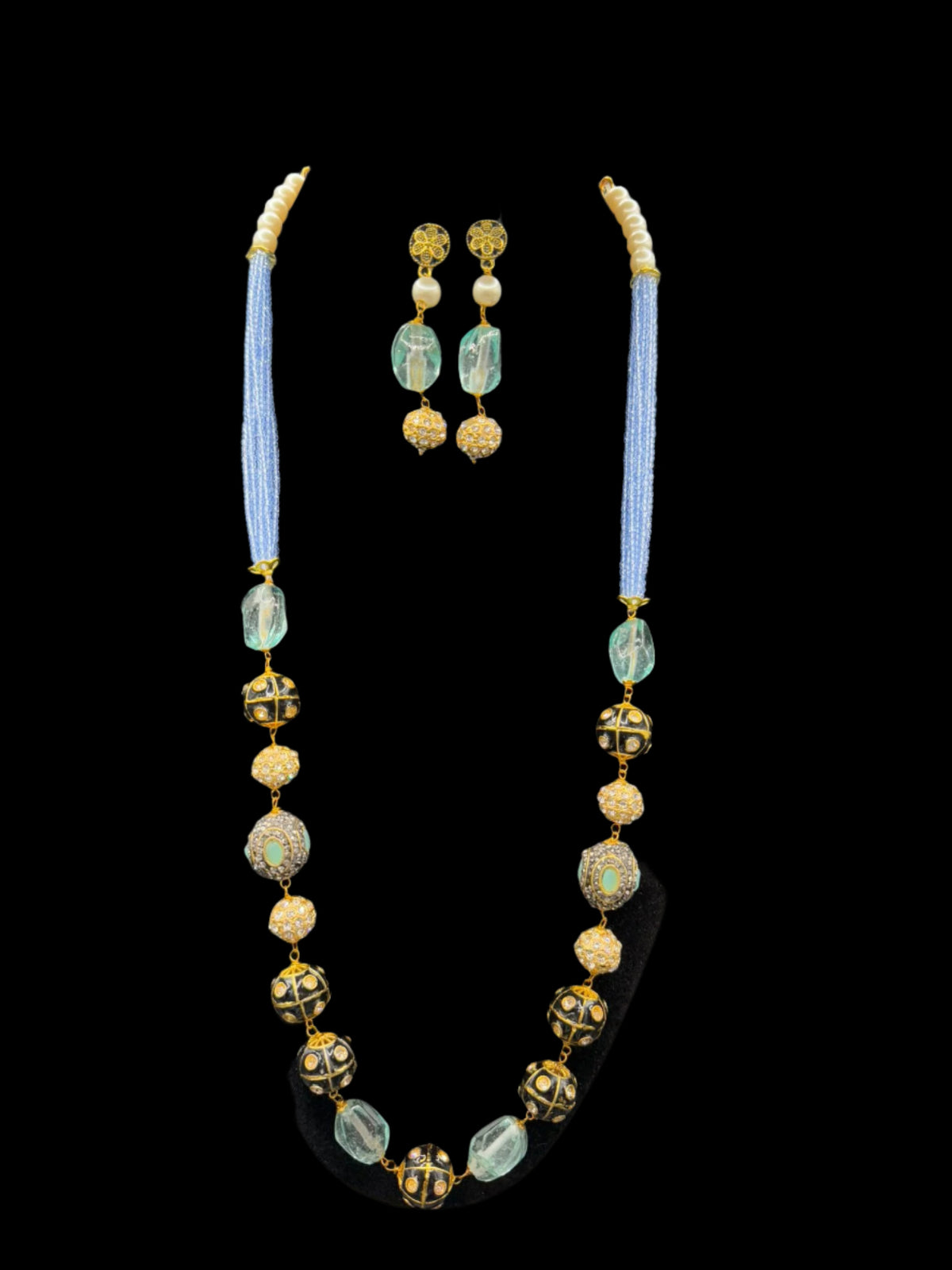 Tanjore Art Meenakari beaded Mala Set | Regal Bridal Necklace – Famaza Couture