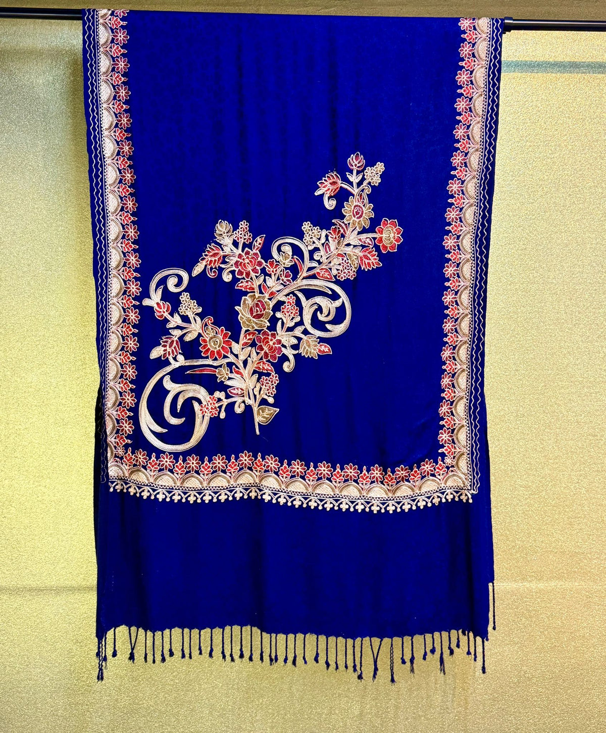 Kashmiri Aari Embroidered Marina Scarf | Handcrafted Shawl – Famaza Couture