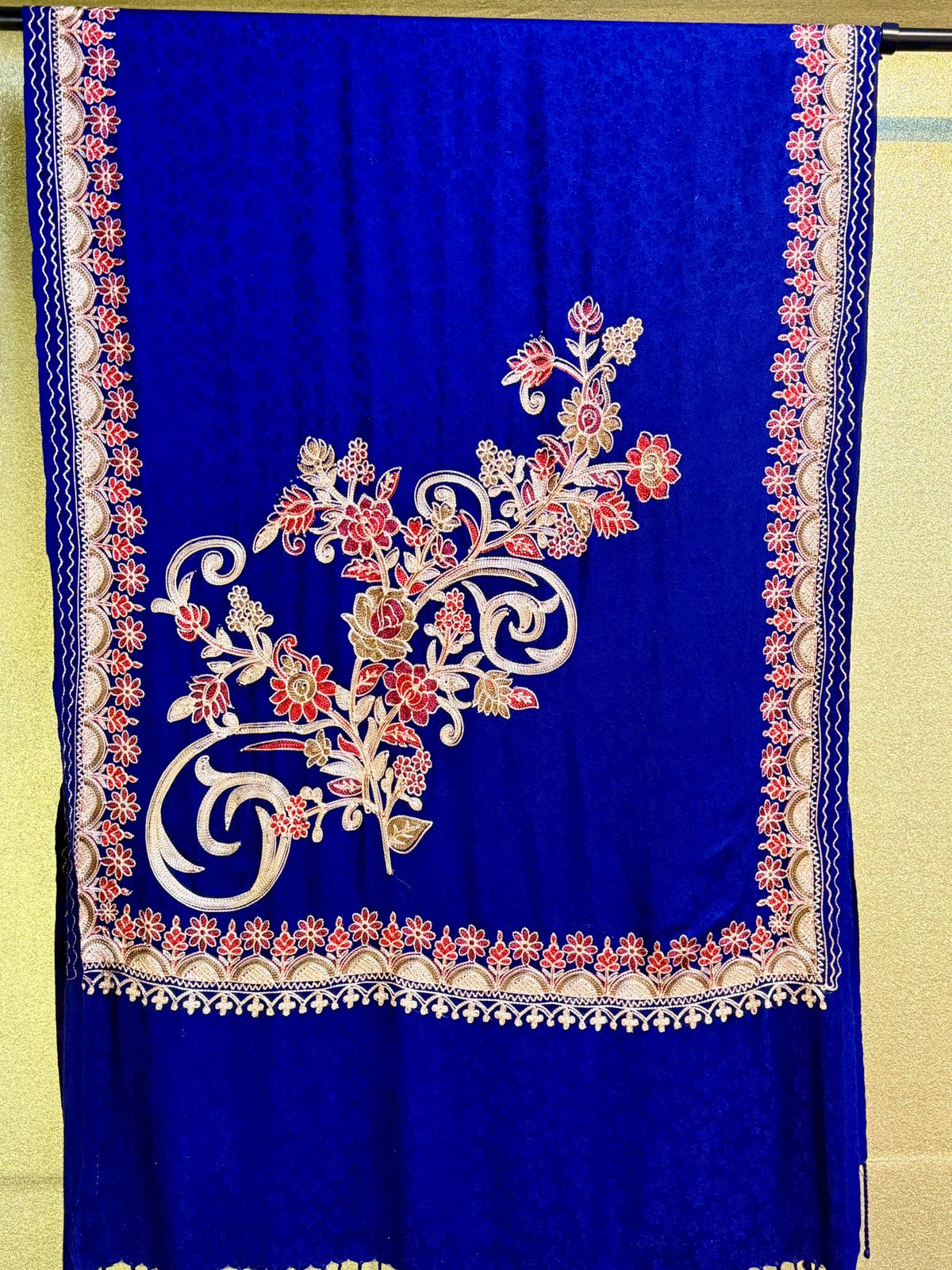 Kashmiri Aari Embroidered Marina Scarf | Handcrafted Shawl – Famaza Couture