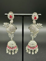 American Diamonds drop Jhumka earrings/Silver Finish Earrings