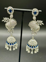 American Diamonds drop Jhumka earrings/Silver Finish Earrings