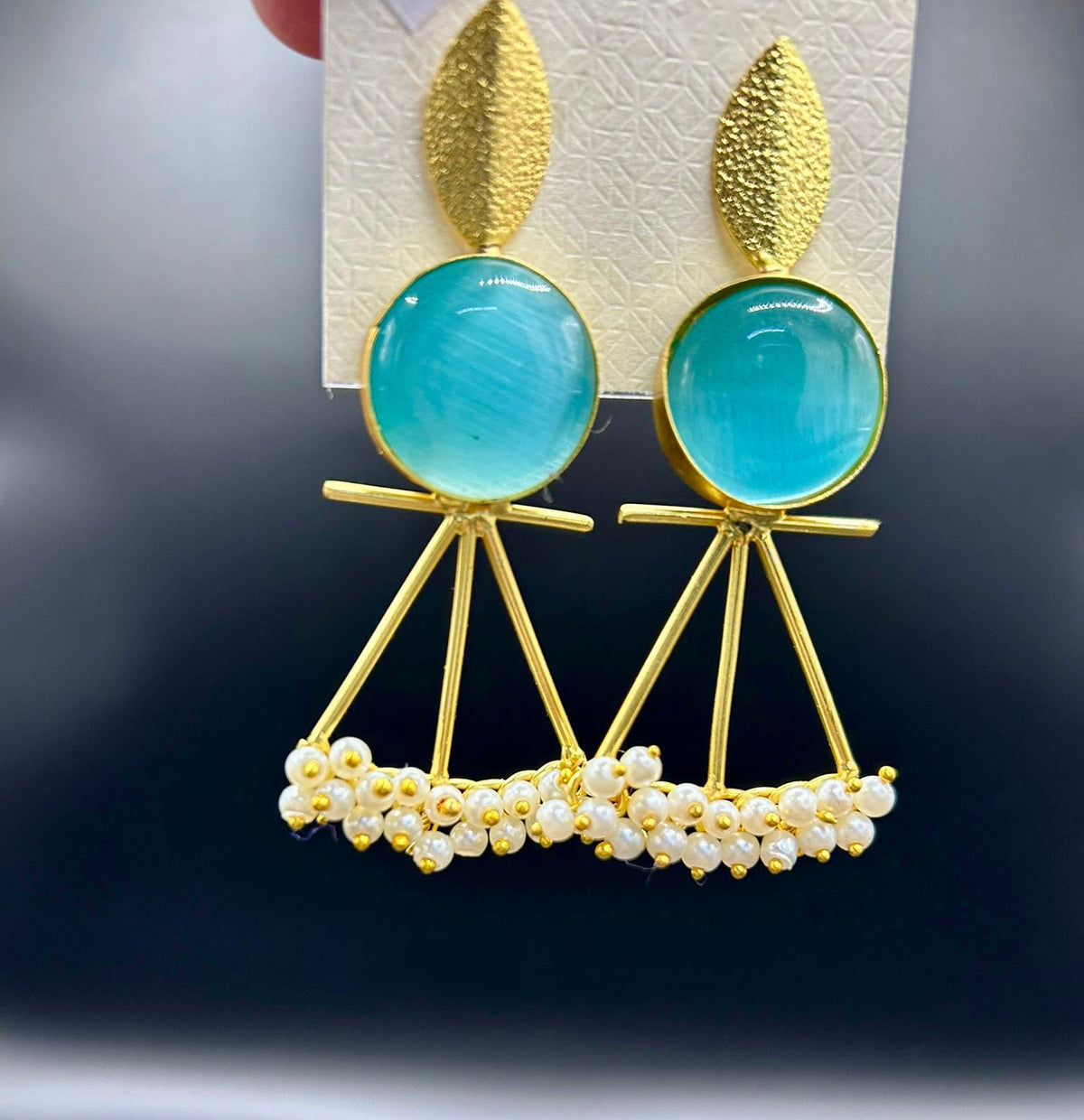 Mona Lisa pendulum Earrings | Handcrafted Statement Jewellery – Famaza Couture