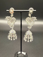 American Diamonds drop Jhumka earrings/Silver Finish Earrings