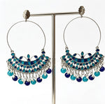Silver-Tone Enamel-Painted Chandbali Hoop Earrings – Bridal & Festive